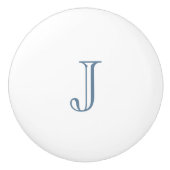 Custom Dusty Blue Initial Keramische Knop (Voorkant)
