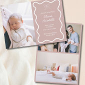 Custom Dusty Pink Bow Wavy Boho Collage Baby Geboo Aankondiging