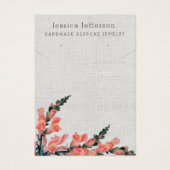 Custom Earring Jewelry Pink Floral Display Card (Devant)