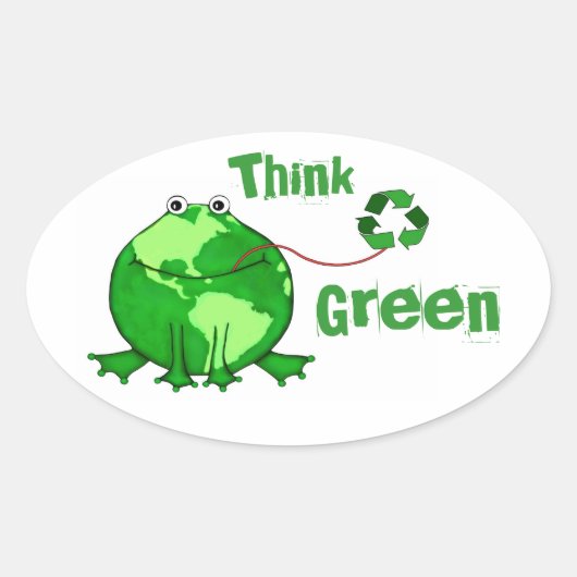 Custom Earth Day / Think Green Frog Stickers (Voorkant)