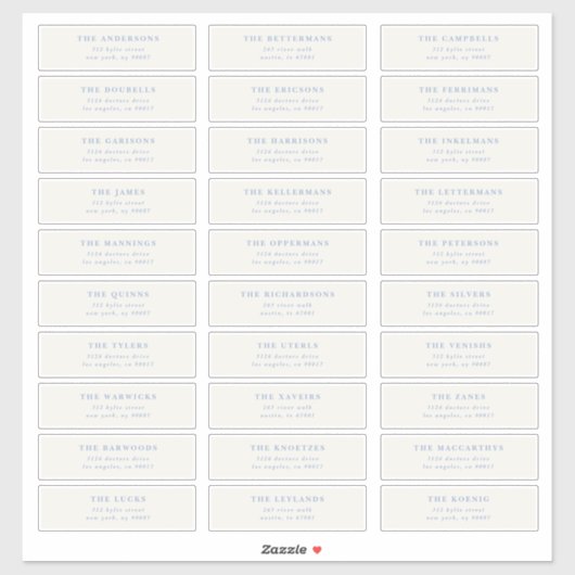 Custom Editable Individual Wedding Guest Address Sticker (Vel)