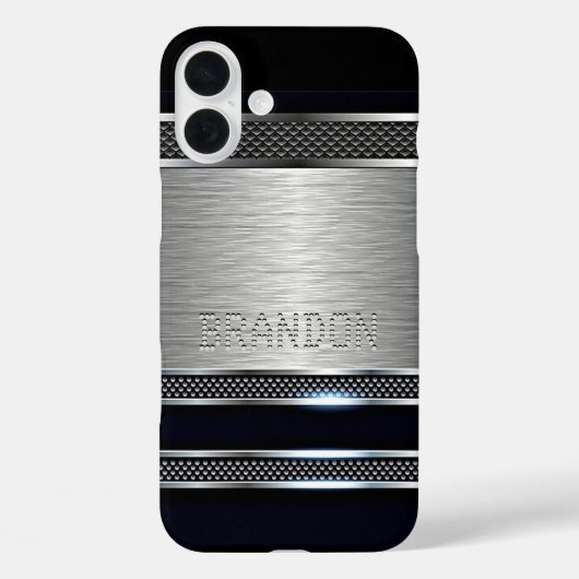 Custom Eenvoudig Modern Faux Metallic Stripes Patr Case-Mate iPhone Case (Achterkant)