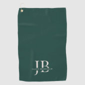 Custom Eenvoudig Monogram en Naam Groen Golfhanddoek (Voorkant)