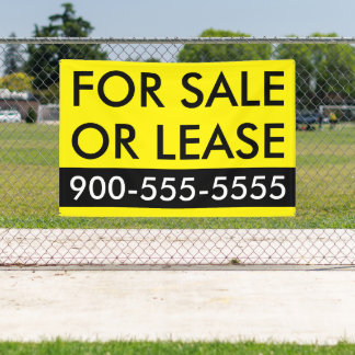 Custom Eenvoudig Te Koop of Lease Zwart Geel Spandoek