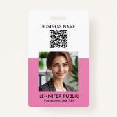 Custom Eenvoudige Werknemer Foto QR Code Bedrijf L Badge (Achterkant)