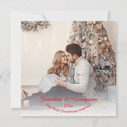 Custom eerste kerst getrouwd 2025 foto feestdagenkaart (Voorkant)