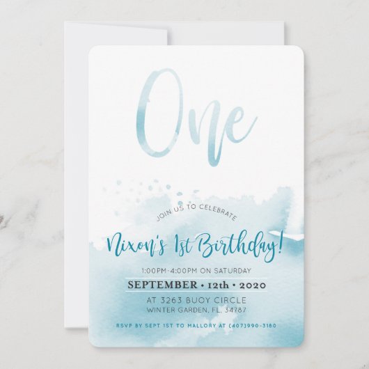 CUSTOM eerste verjaardag uitnodiging voor Nixon (Voorkant)