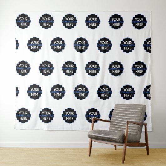 Custom Eigen Bedrijf Logo Stap en Herhaal Achtergr Wandkleed (In Situ (horizontaal))