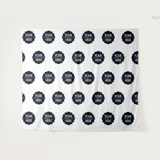 Custom Eigen Bedrijf Logo Stap en Herhaal Achtergr Wandkleed (Voorkant (horizontaal))