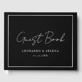 Custom Elegant and modern black white wedding Gastenboek