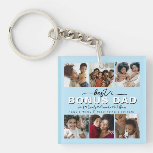 Custom Elegant Beste Bonus Papa Fotocollage Sleutelhanger (Voorkant)
