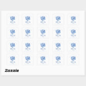 Custom Elegant Blauw Drie Bruiloft Sanitizer Hand Vierkante Sticker (Vel)
