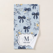 Custom Elegant Blue Bow Floral Monogram (Serviette à main)