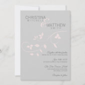 Custom Elegant Blush Roze Rose Grijs Vine Bruiloft Kaart (Voorkant)