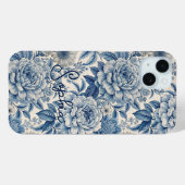Custom Elegant Boho Chic Blue Blossom Case-Mate iPhone Case (Achterkant (horizontaal))