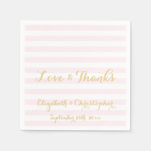 Custom Elegant Bruiloft Roze Strepen Papieren serv Servetten (Voorkant)