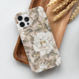 Custom Elegant Chic Big Camellia Bloem Roze Goud iPhone 16 Pro Hoesje