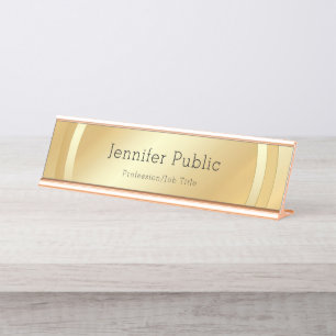 Custom Elegant Faux Gold Moderne Sjabloon Bureau Naambordje