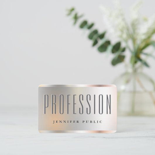 Custom Elegant Faux Silver Sjabloon Oceanië Visitekaartje (Staand voorkant)