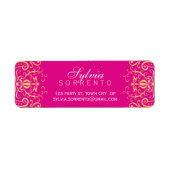 CUSTOM  elegant filigraan damast roze goud Etiket (Voorkant)