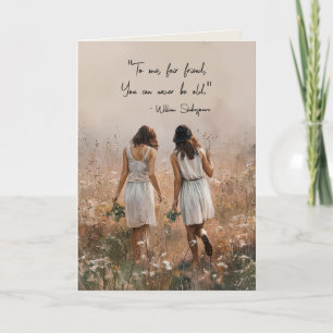 Custom Elegant Floral Vriendschap Quote Verjaardag Kaart