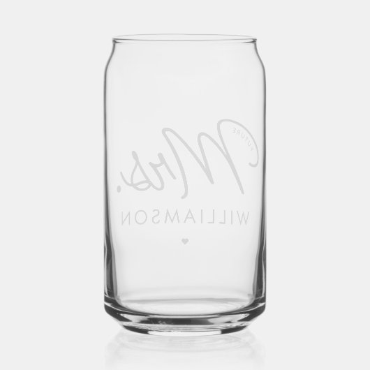 Custom Elegant Future Mrs Modern Verloving Blikvorm Glas (Achterkant)