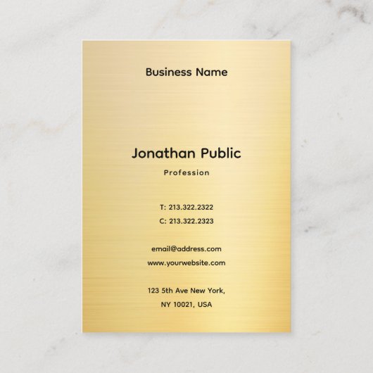 Custom Elegant Gold Look Template Professional Visitekaartje (Achterkant)