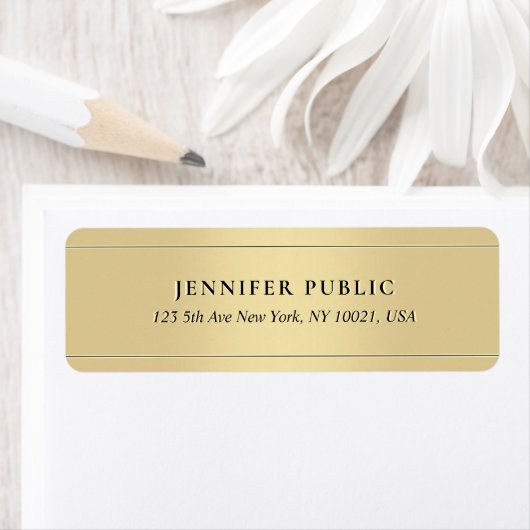 Custom Elegant Gold Template Luxury Return Address Etiket (Insitu)