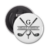 Custom Elegant Golf Monogram Button Flesopener (Voorkant)