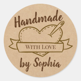 CUSTOM Elegant Handgemaakt met Liefde Ronde Sticker