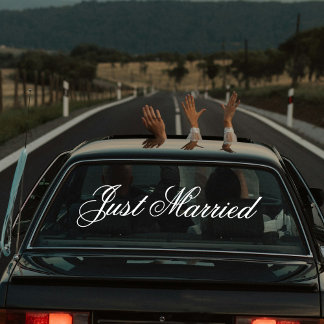 Custom Elegant Just Married Car Wedding Banner  Raamsticker