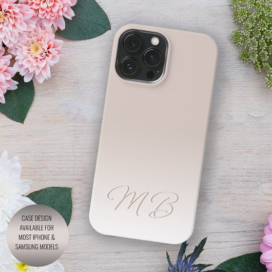 Custom Elegant Licht Neutraal Beige Crème Monogram Case-Mate iPhone Case