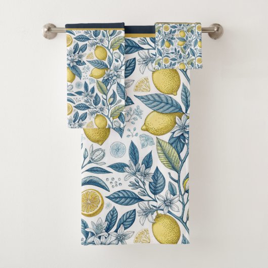 Custom Elegant Mediterranean Lemon Botanical Navy (En situation)