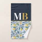 Custom Elegant Mediterranean Lemon Botanical Navy (Serviette à main)