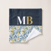 Custom Elegant Mediterranean Lemon Botanical Navy (Gant de toilette)