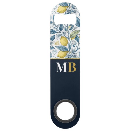 Custom Elegant Mediterranean Lemon Botanical Navy (Devant)