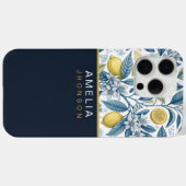Custom Elegant Mediterranean Lemon Botanical Navy Case-Mate iPhone Case (Achterkant (horizontaal))