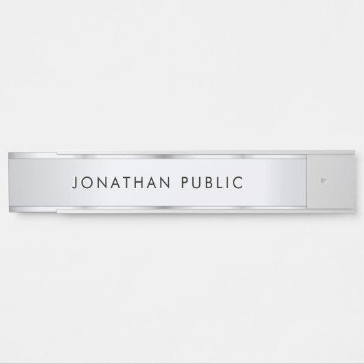 Custom Elegant Modern Minimalist Template Silver Deurbordje (Voorkant)