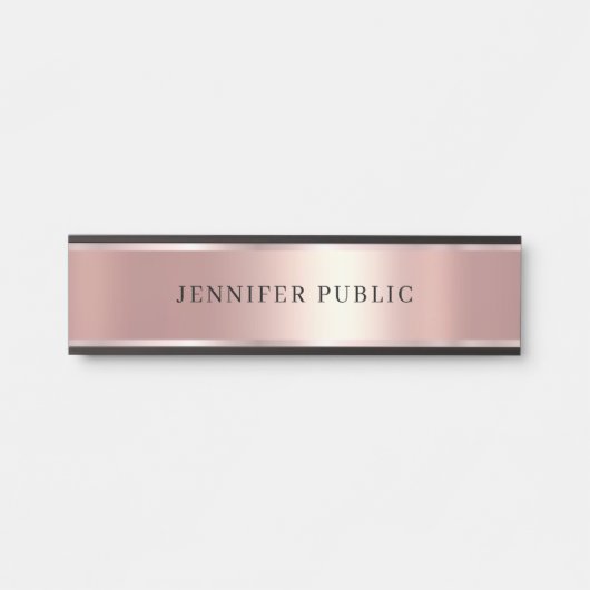 Custom Elegant Modern Template Luxury Rose Gold Deurbordje (Voorkant)