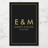 Custom Elegant Monogram Gold Text Save the Date Wijn Etiket (Enkel label)