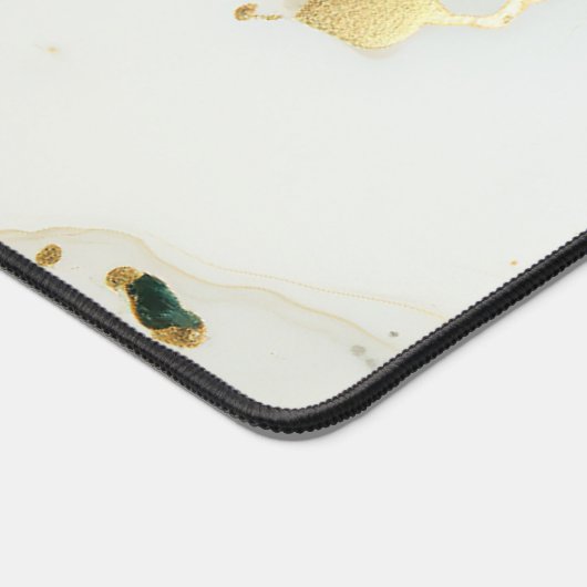 Custom Elegant Monogram Groen Goud Wit Marmer Bureaumat (Hoek)