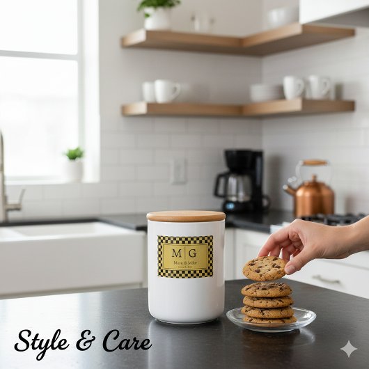 Custom Elegant Monogram Name Party Favor Voedselcontainer Etiket