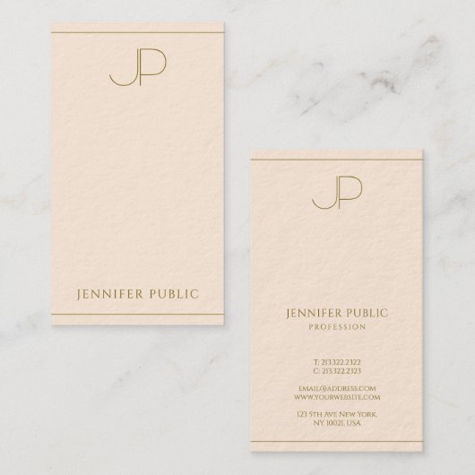 Custom Elegant Monogram Template Luxurious Thick Visitekaartje (Voorkant / Achterkant)