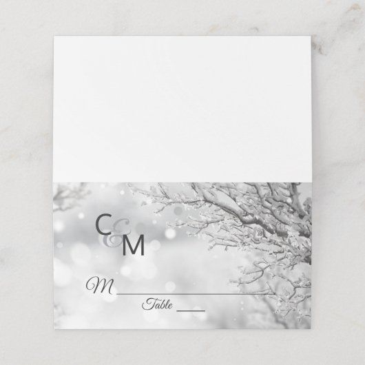 Custom Elegant Monogram Winter Sneeuw Bruiloft (Buitenkant ongevouwen)