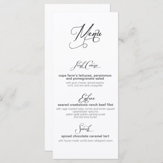 Custom Elegant MYO Menu 3 Cours Modèle moderne (Devant / Derrière)