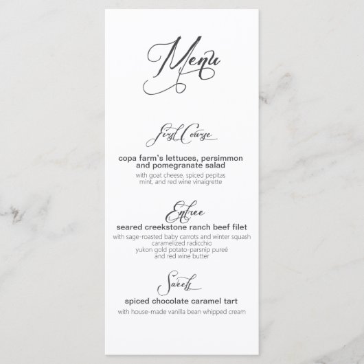 Custom Elegant MYO Menu 3 Cours Modèle moderne (Devant)