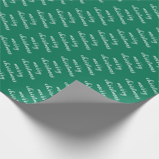 Custom Elegant Pine Tree Green Merry Christmas Cadeaupapier (Hoek)