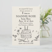 Custom Elegant Princess Cake 3e Invitation d'anniv (Debout devant)