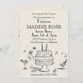 Custom Elegant Princess Cake 3e Invitation d'anniv (Devant / Derrière)