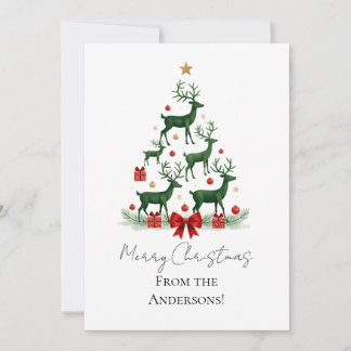 Custom Elegant Reindeer Tree Christmas Card Feestdagenkaart